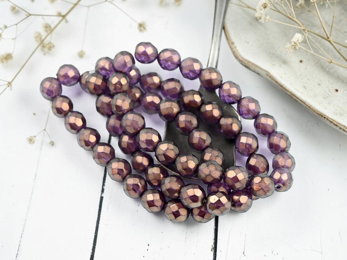 Czech Glass Beads - Fire Polished Beads - Round Beads - Faceted Beads - 8mm - 20pcs - (3619)