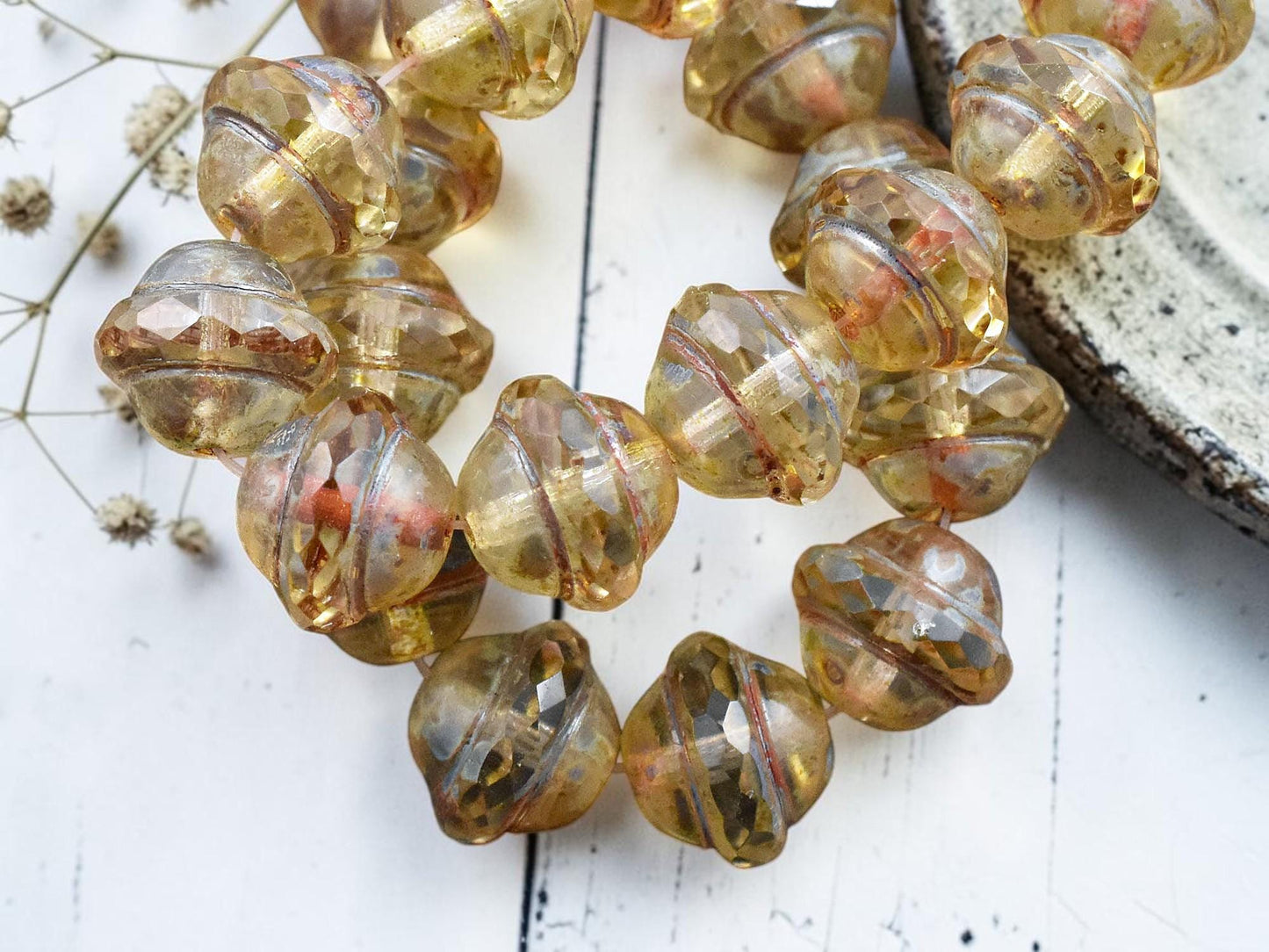 Picasso Beads - Czech Glass Beads - Saturn Beads - Chunky Beads - Large Glass Beads - 10x12mm - 12pcs - (B53)