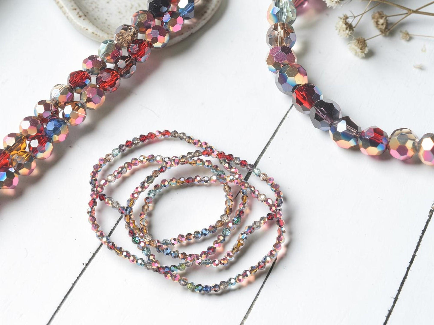 Glass Bead Strands - Fire Polished Beads - Chinese Crystal - Faceted Beads - Electroplated Glass - 20" Strand - (1851)