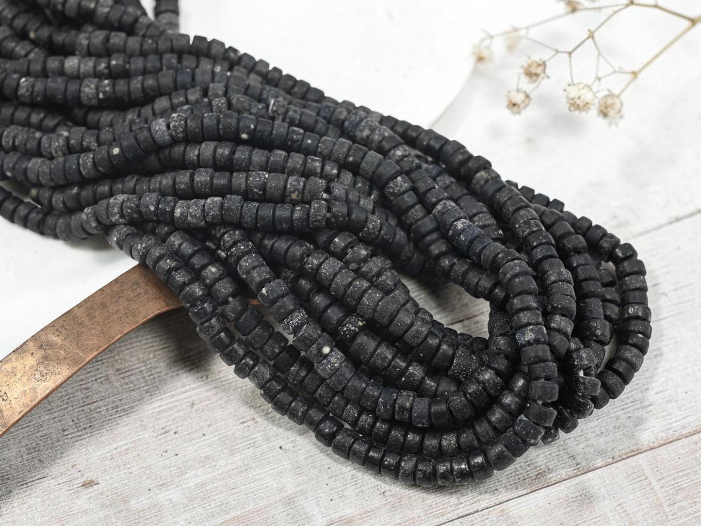 Indonesian Eco-Friendly Recycled Glass Heishi Rondelle Beads - 6x3mm - 20" Strand - (267)