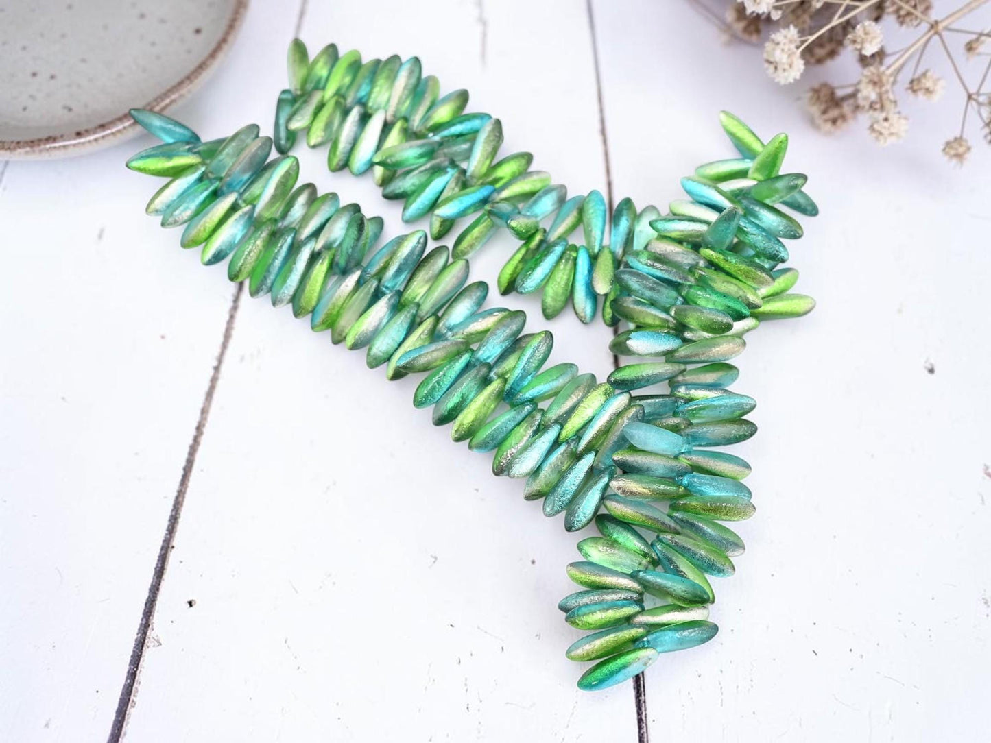 Czech Pressed Glass Small Baby Dagger Beads - 3x11mm - 50pcs - (2583)