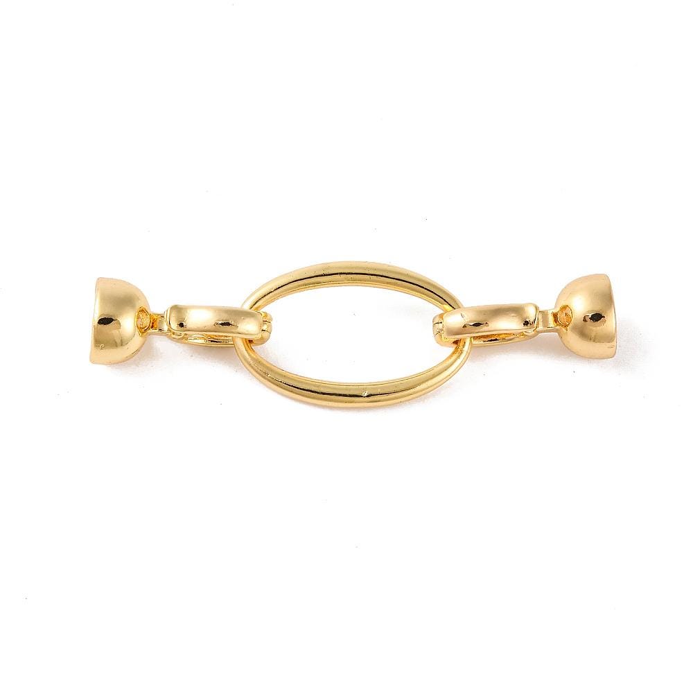 Metal Clasps - Fold Over Clasp - Snap Lock Clasp - Cord Ends - Gold Clasps - 2pcs - 44x12mm