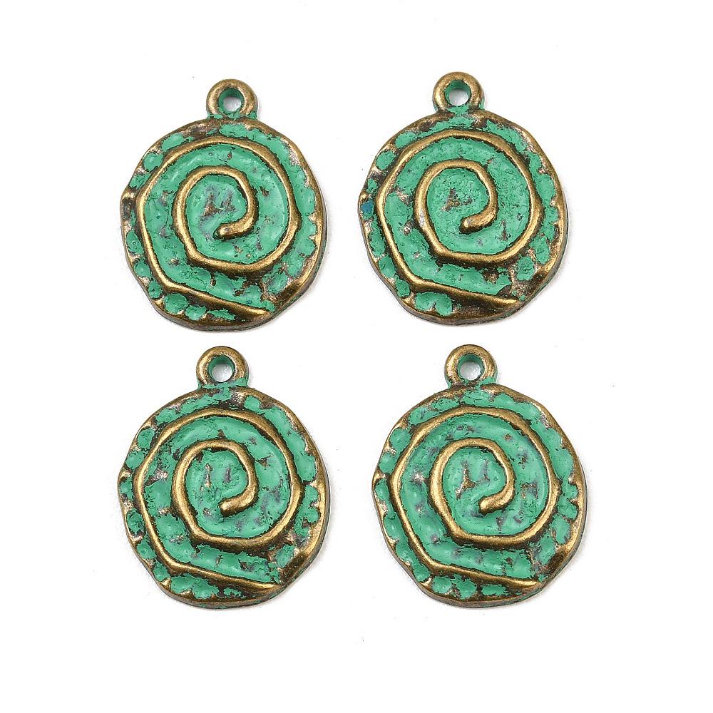 Antique Bronze Patina Metal Spiral Charms - 22x17mm - 10pcs - (4247)