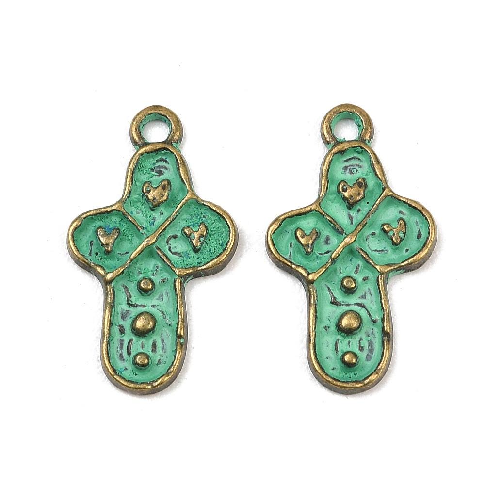 *10* 21x12mm Bronze Patina Cross Charms