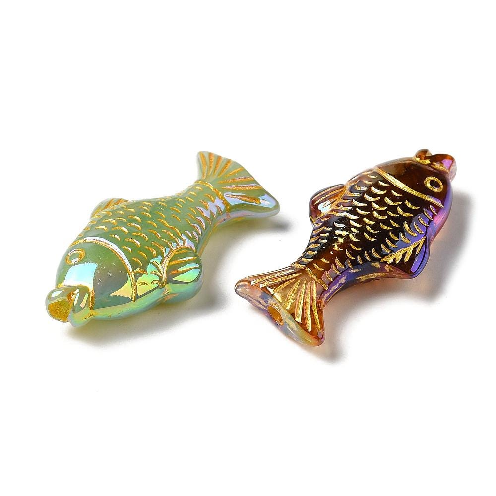 Fish Beads - Lightweight Beads - Acrylic Beads - 18x34mm - 10pcs - (4901)