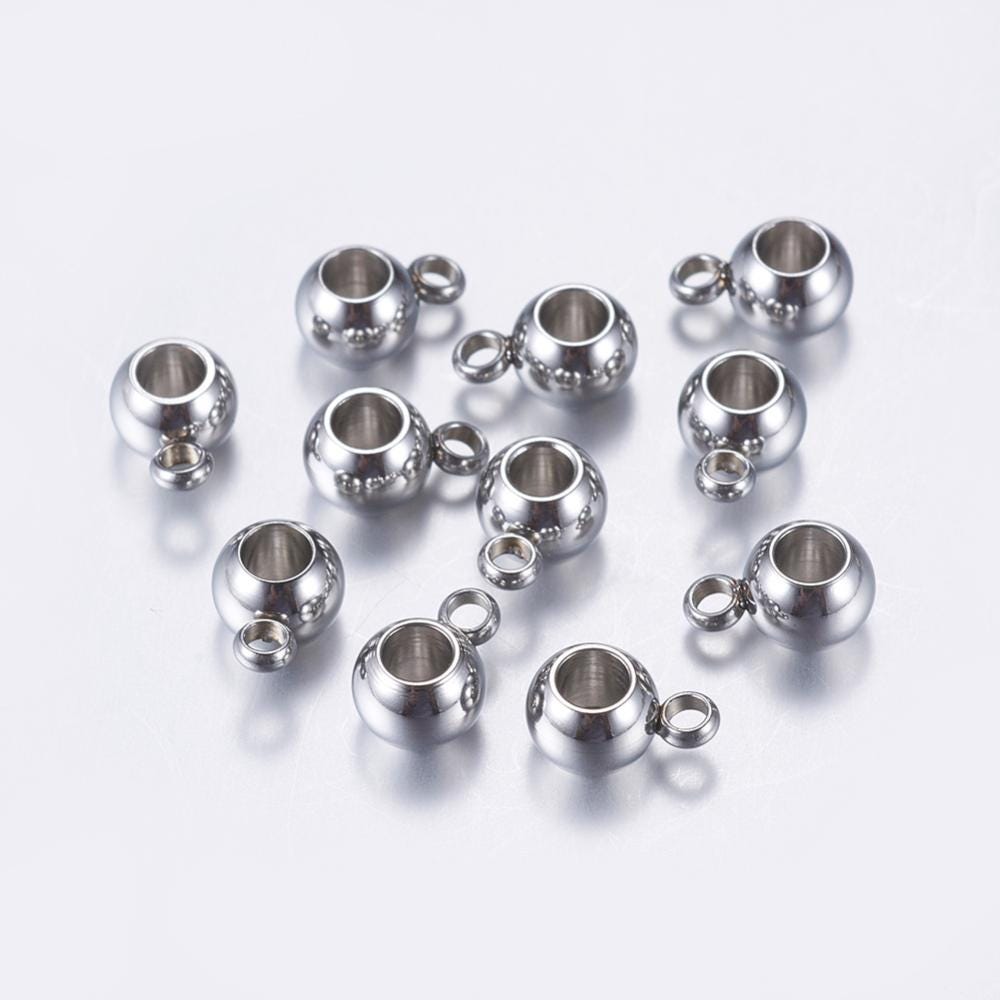 Bail Beads - Charm Hanger Beads - Silver Beads - Metal Spacers - Metal Beads - 50pcs - 6mm - (6034)