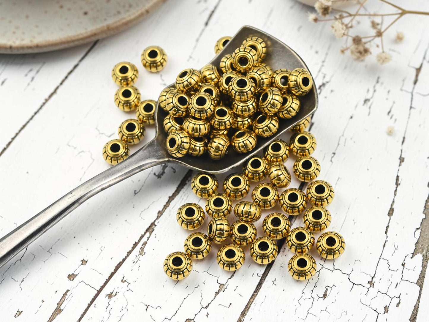 Antique Gold Metal Spacer Beads - 200pcs - 5x6mm - (A679)