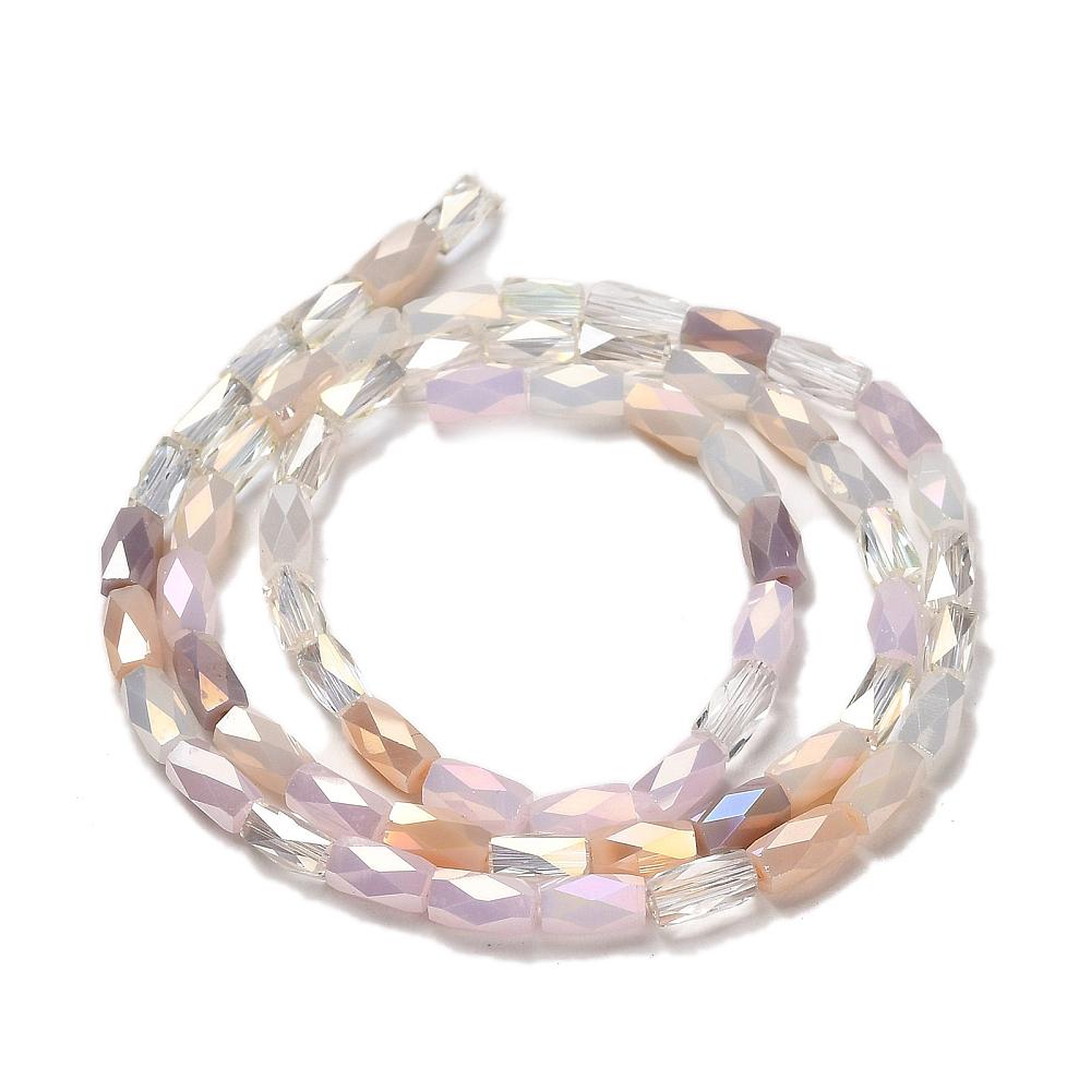 Electroplated Beads - Chinese Glass - Tube Beads - Bulk Glass Beads - 7x4mm - 18" Strand - (1903)