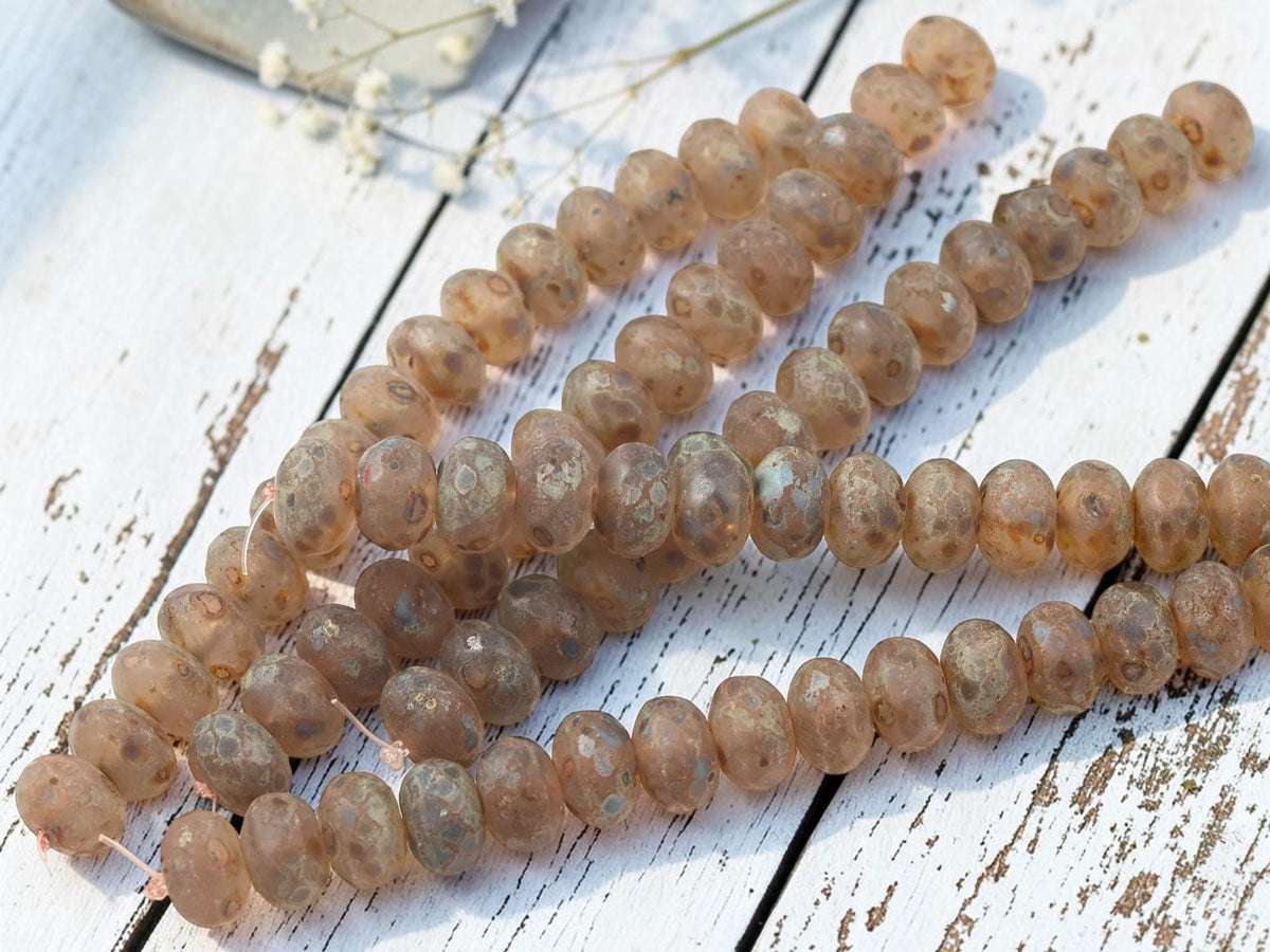 Czech Glass Faceted Fire Polished Matte Crystal Picasso Rondelle Beads - 10x7mm - 15pcs - (4635)