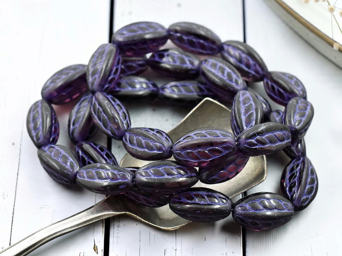 *10* 15x9mm Purple Washed Amethyst Twisted Oval Beads