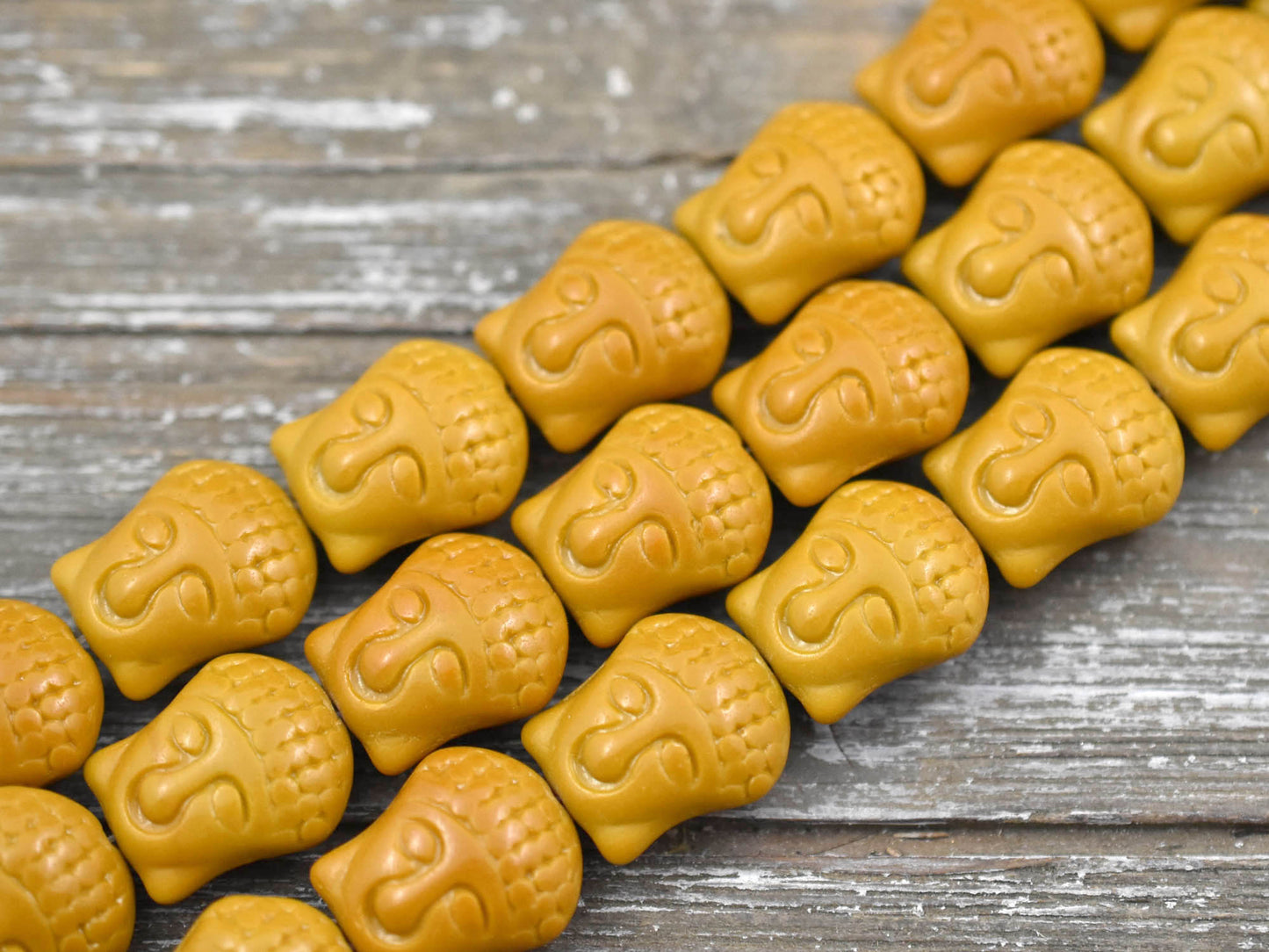 *4* 15x14mm Opaque Ochre Buddha Head Beads
