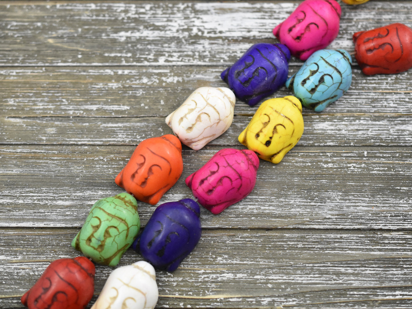 *2* 28x20mm Synthetic Turquoise Buddha Head Beads - Grab Bag Style