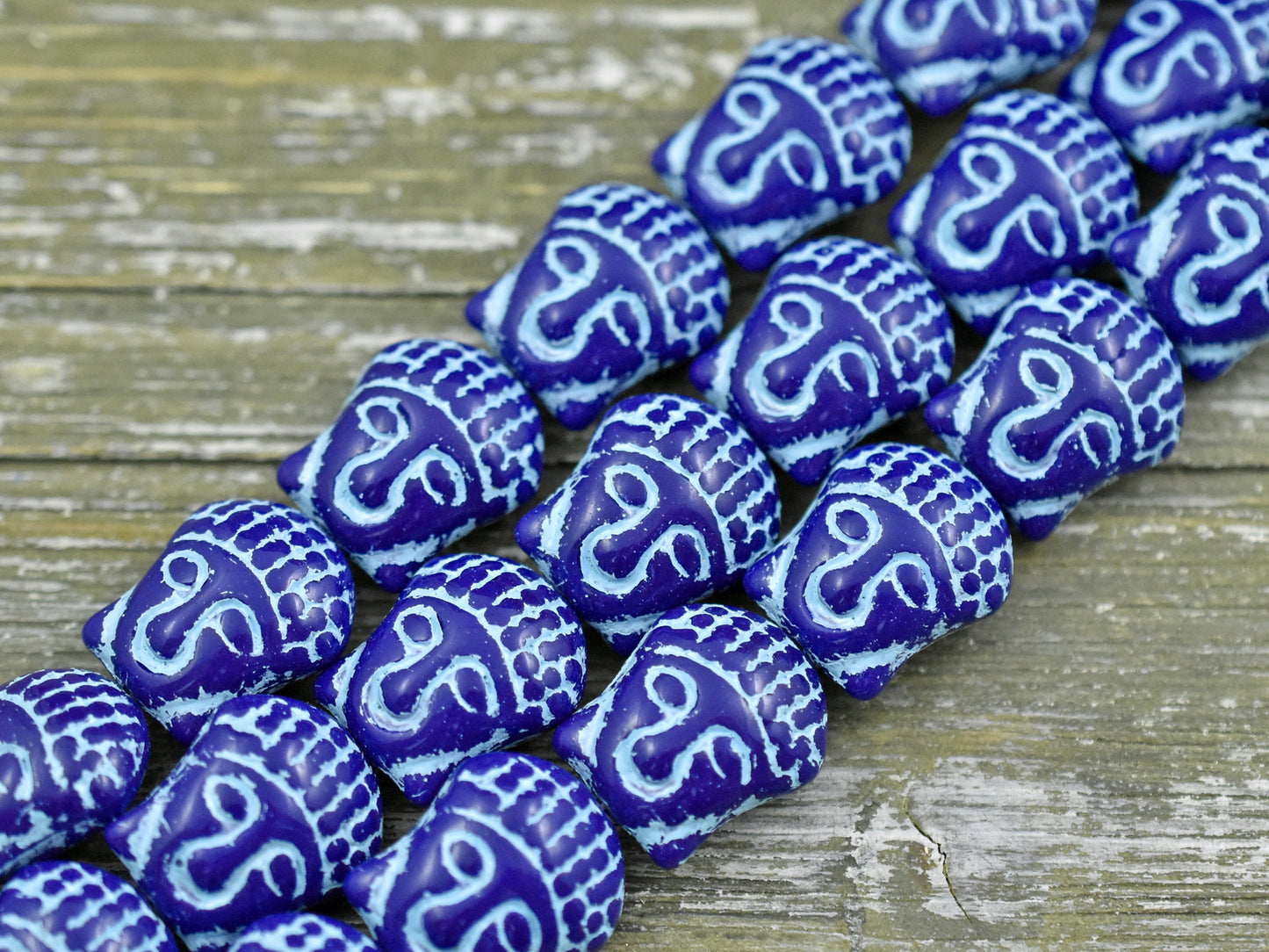 *4* 15x14mm Turquoise Washed Navy Blue Buddha Head Beads