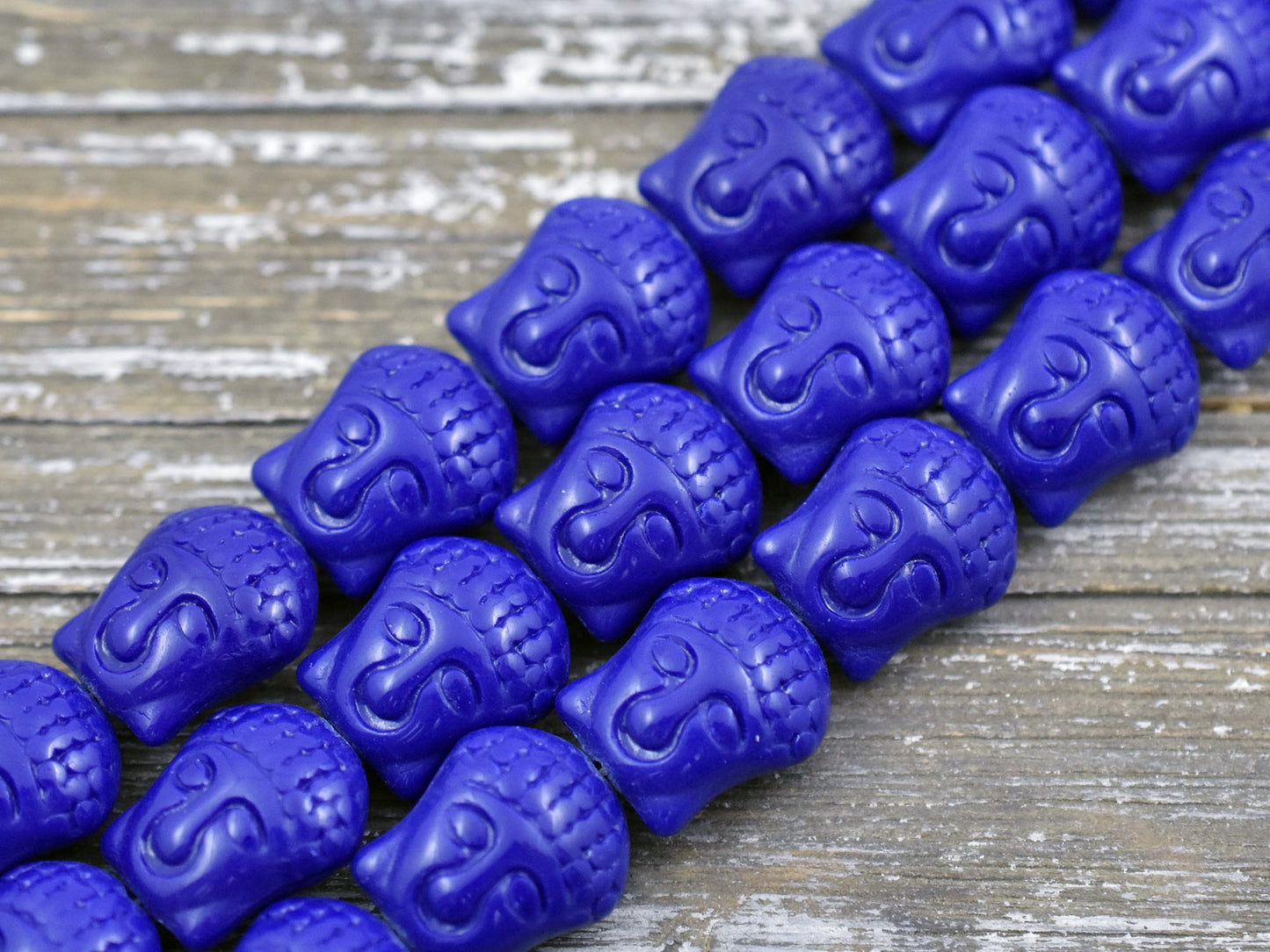 *4* 15x14mm Opaque Navy Buddha Head Beads