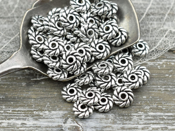 6mm Antique Silver Rope Heishi Spacer Beads - 200pcs