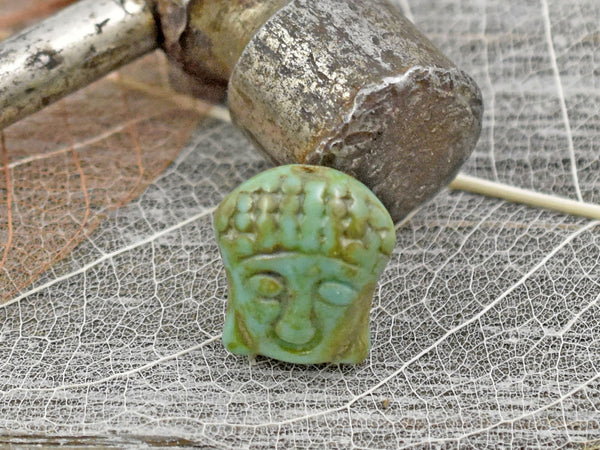 *4* 15x14mm Turquoise Travertine Buddha Head Beads
