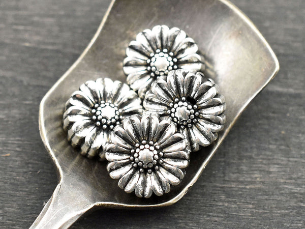 *20* 11x5mm Antique Silver Flat Flower Beads