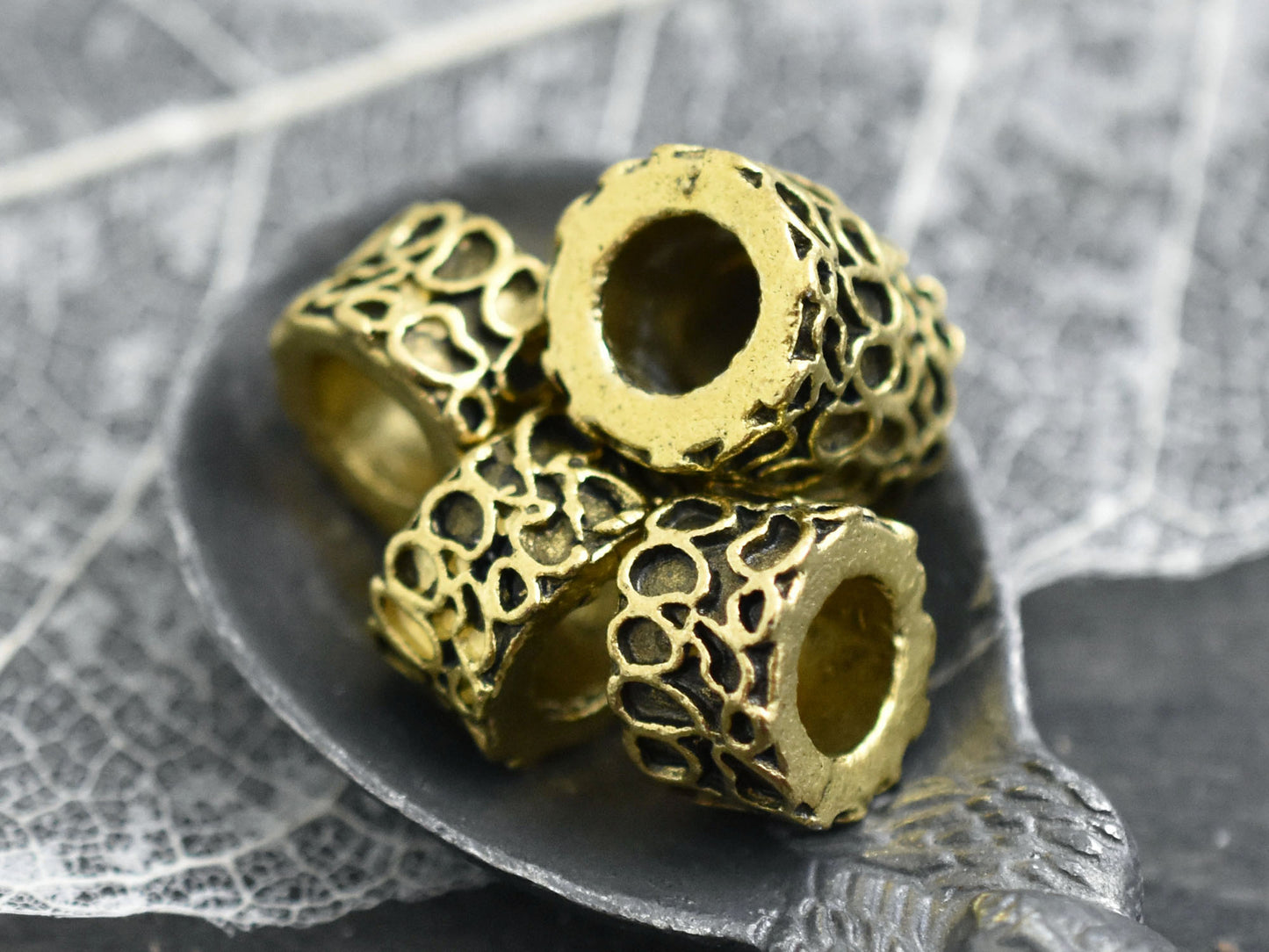 *20* 11x7mm Antique Gold Large Hole Rondelle Beads