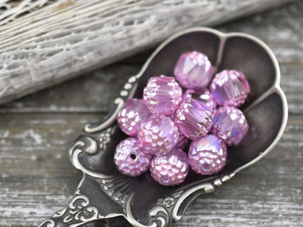 Pink Washed Hot Pink Apollo AB Fire Polished Cathedral Beads