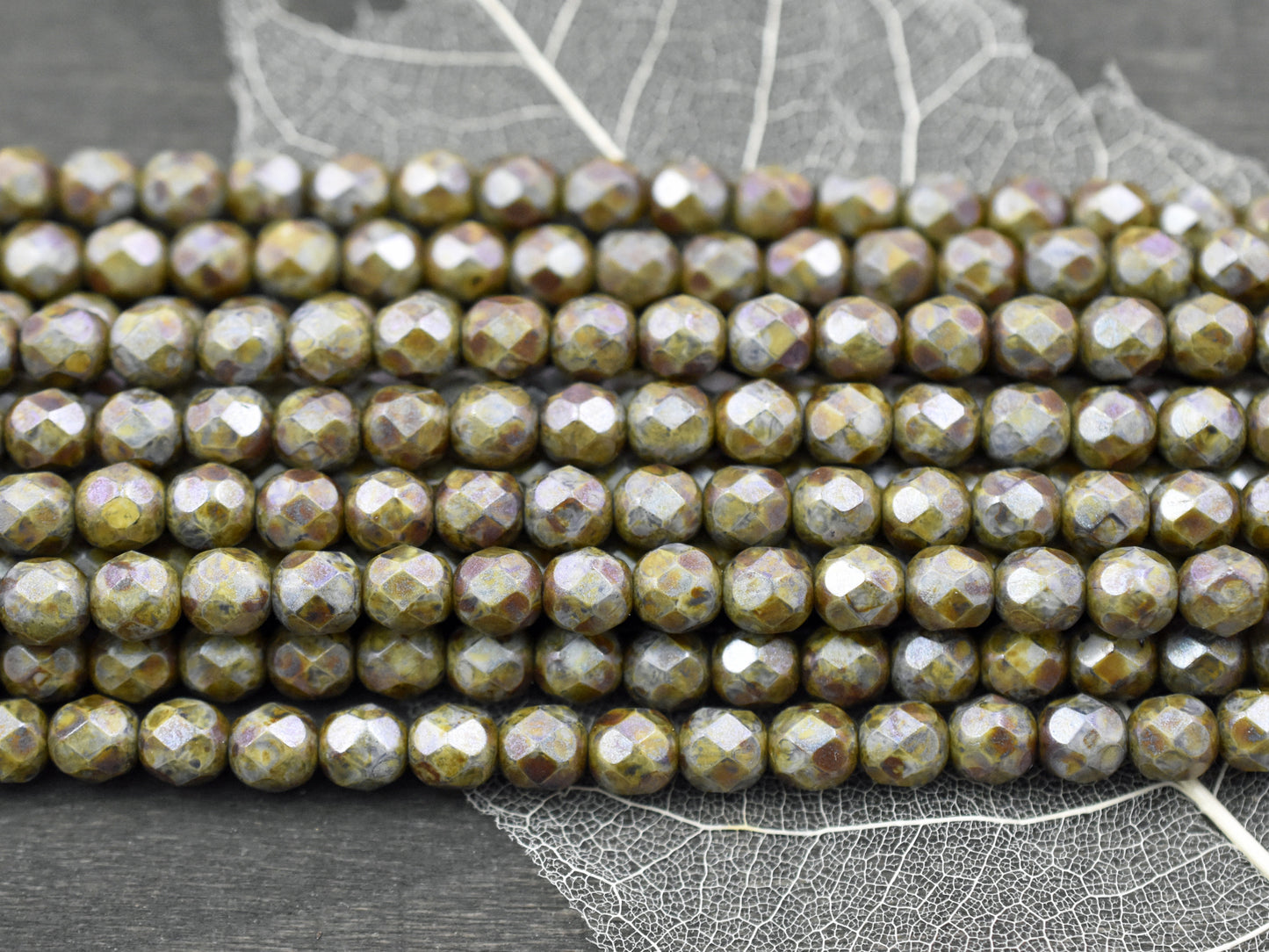 4mm Opaque Luster Picasso Fire Polished Round Beads -- Choose Your Color