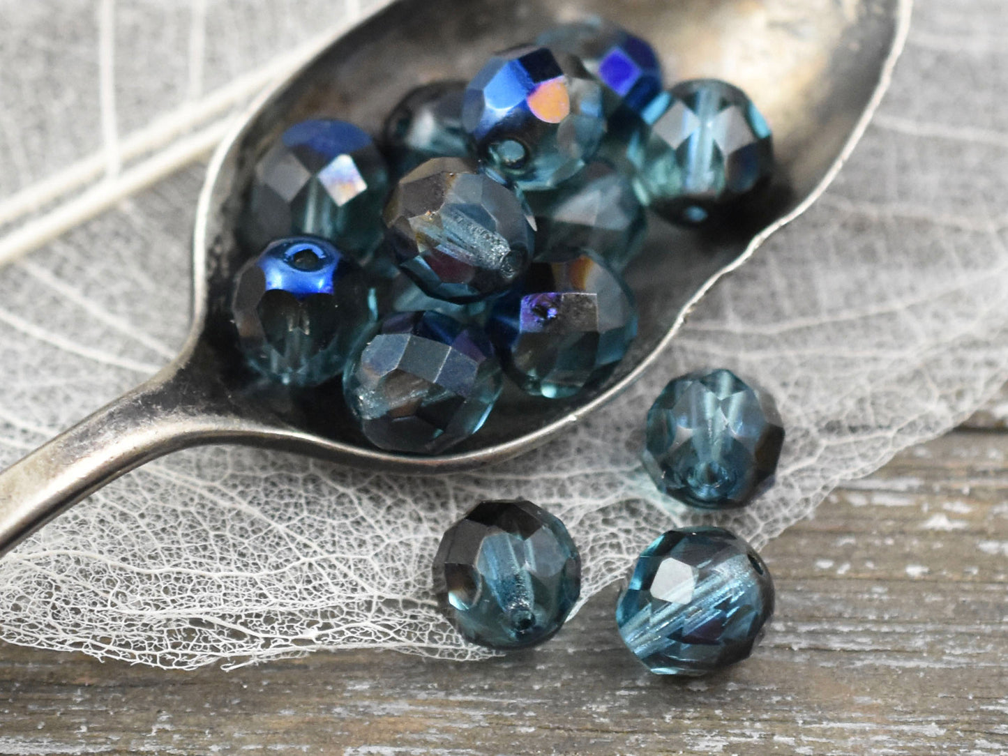 Aquamarine Azuro Fire Polished Round Beads - 6mm, 8mm or 10mm