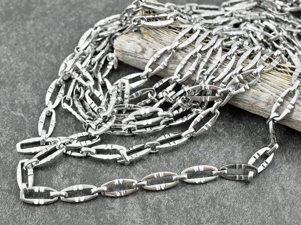 14x7mm Antique Silver 304 Stainless Steel Oval Chain (1ft)