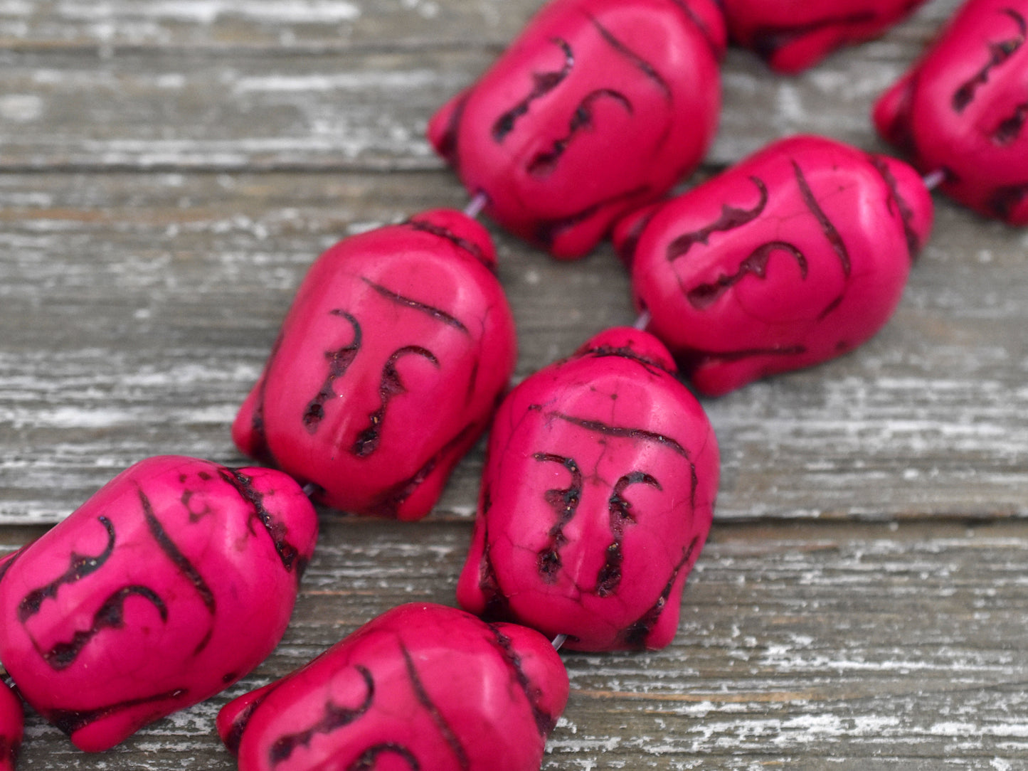 *2* 28x20mm Pink Synthetic Turquoise Buddha Head Beads