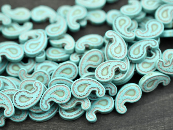*10* 21x13x4mm Synthetic Turquoise Paisley Beads