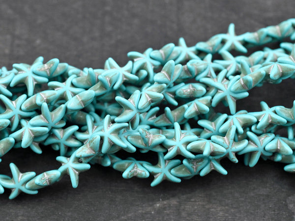 15mm Synthetic Turquoise Starfish Beads 15" Strand