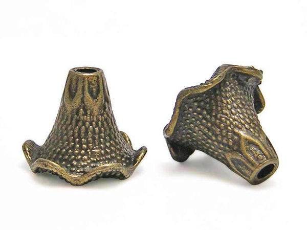 Tassel Caps - Tassel Cones - Bronze Tassel Caps - Large Bead Cap - Calla Lily Cap - Petunia Cap - 16x22mm - (B124)