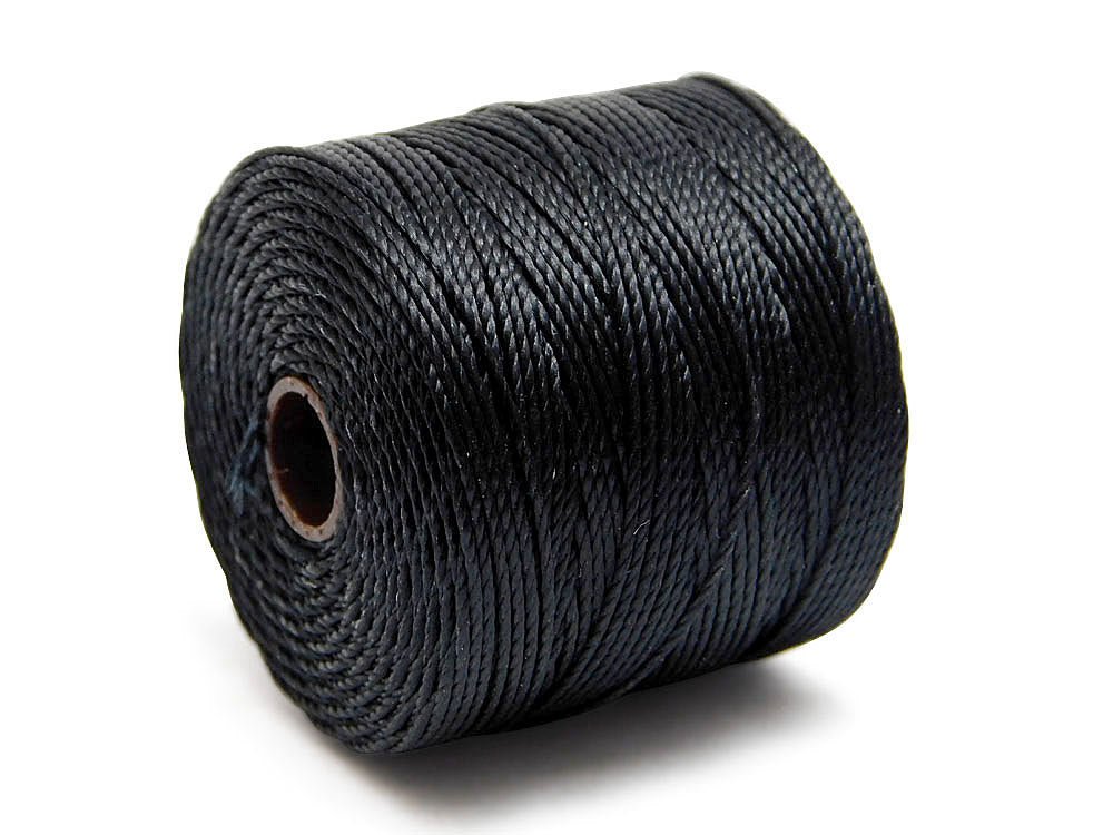 S-Lon Bead Cord - Superlon Bead Cord - Knotting Cord - Macrame Cord - 77 Yard Spool - TEX210 - Black (3270)