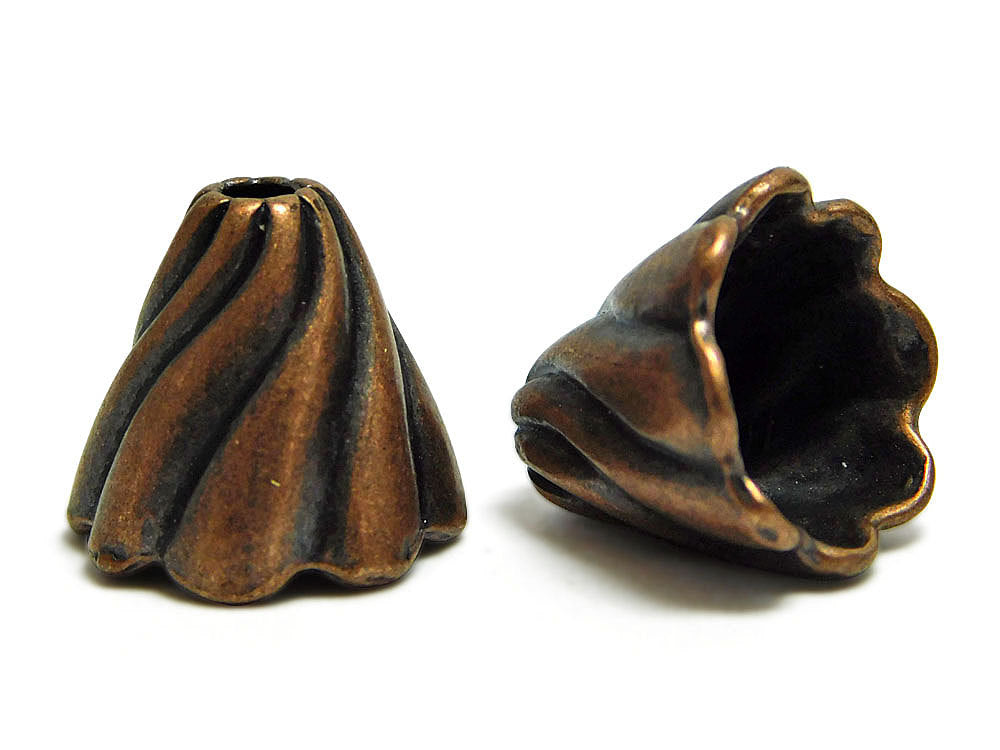 12x13mm - Tassel Caps - Bead Caps - End Caps - Antique Copper - Copper Beads - 4pc - (4372)