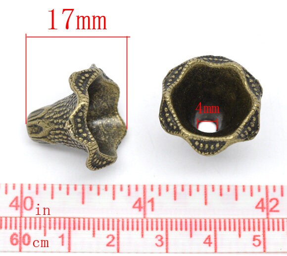 Tassel Caps - Caps for Tassels - Large Tassel Caps - Bronze Tassel Cap - Floral Tassel Cap - Tassel End Caps - 16x22mm - 2pc (2956)