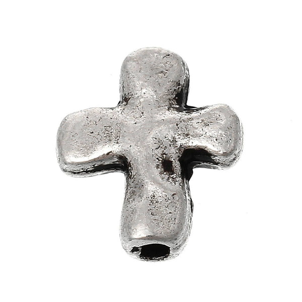 *15* 14x12mm Antique Silver Cross Beads