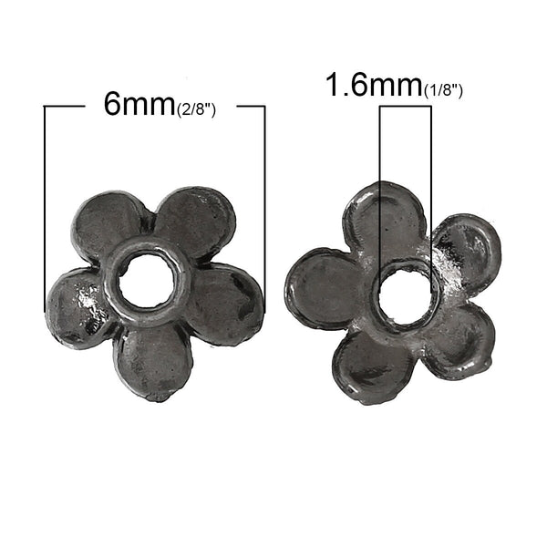 6mm Gunmetal Flower Bead Caps -- Choose Your Quantity
