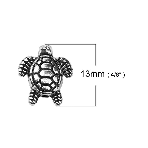 *50* 13x12mm Antique Silver Turtle Beads