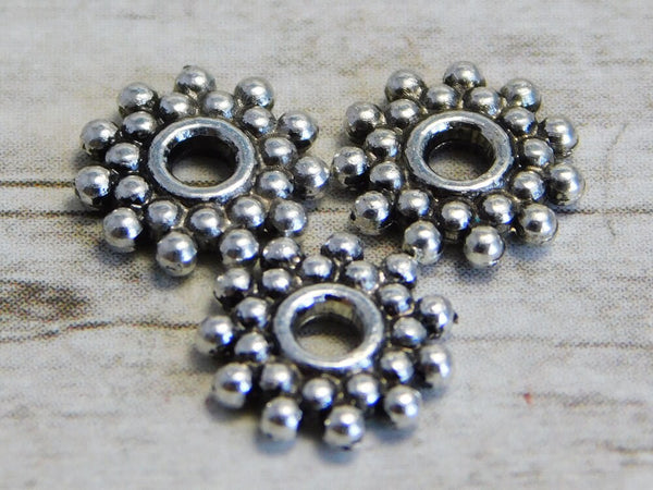9mm Snowflake Daisy Spacer Beads -- Choose Your Color