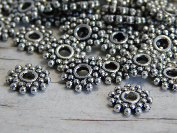 9mm Snowflake Daisy Spacer Beads -- Choose Your Color