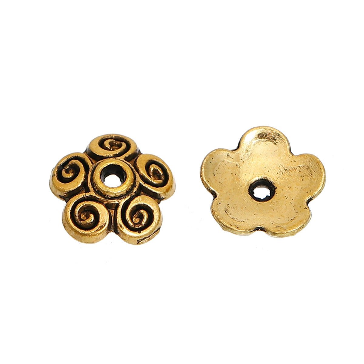 *100* 10mm Antique Gold Bead Caps