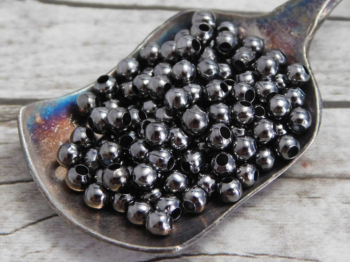3mm Iron Round Spacer Beads -- Choose Your Color
