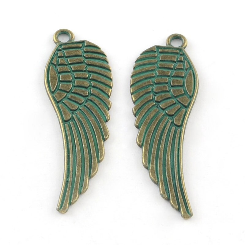 Angel Wing Pendant - Angel Wing Charms - Bronze Angel Wings - Bronze Pendants - Antique Bronze - Wing Pendant - Boho Pendants - 4pcs -(4322)