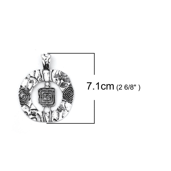 71x56mm Antique Silver Boho Pendant