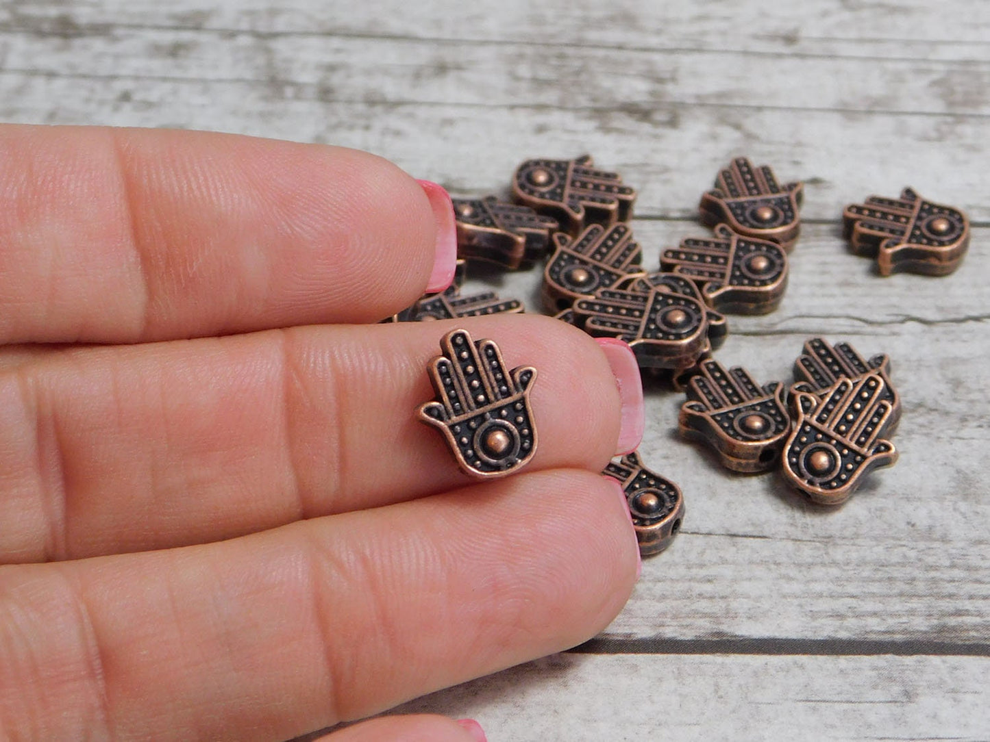 *20* 12x11mm Antique Copper Hamsa Hand Beads