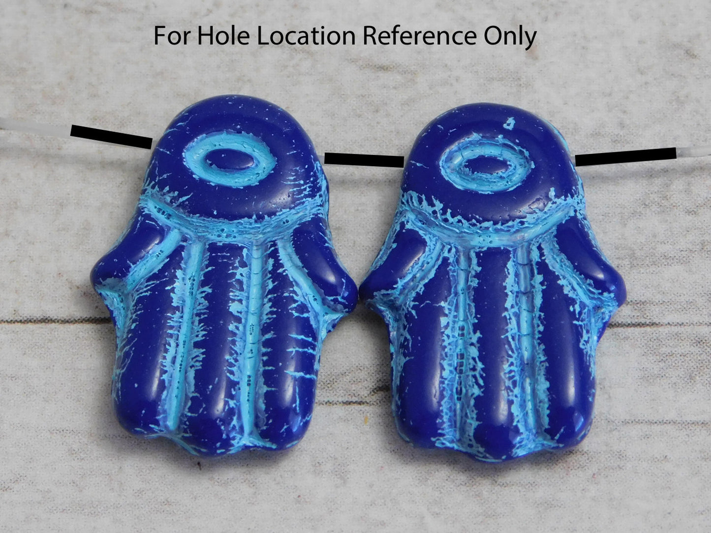 Czech Glass Beads - Hand of Fatima - Picasso Beads - Hamsa Hand Beads - Hand Beads - 4pcs - 14x20mm - (2559)