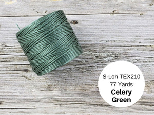 S-Lon Bead Cord - Superlon Bead Cord - Knotting Cord - Macrame Cord -  77 Yard Spool - TEX210 - Celery Green (4076)