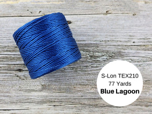S-Lon Bead Cord - Superlon Bead Cord - Knotting Cord - Macrame Cord -  77 Yard Spool - TEX210 - Blue Lagoon (B254)