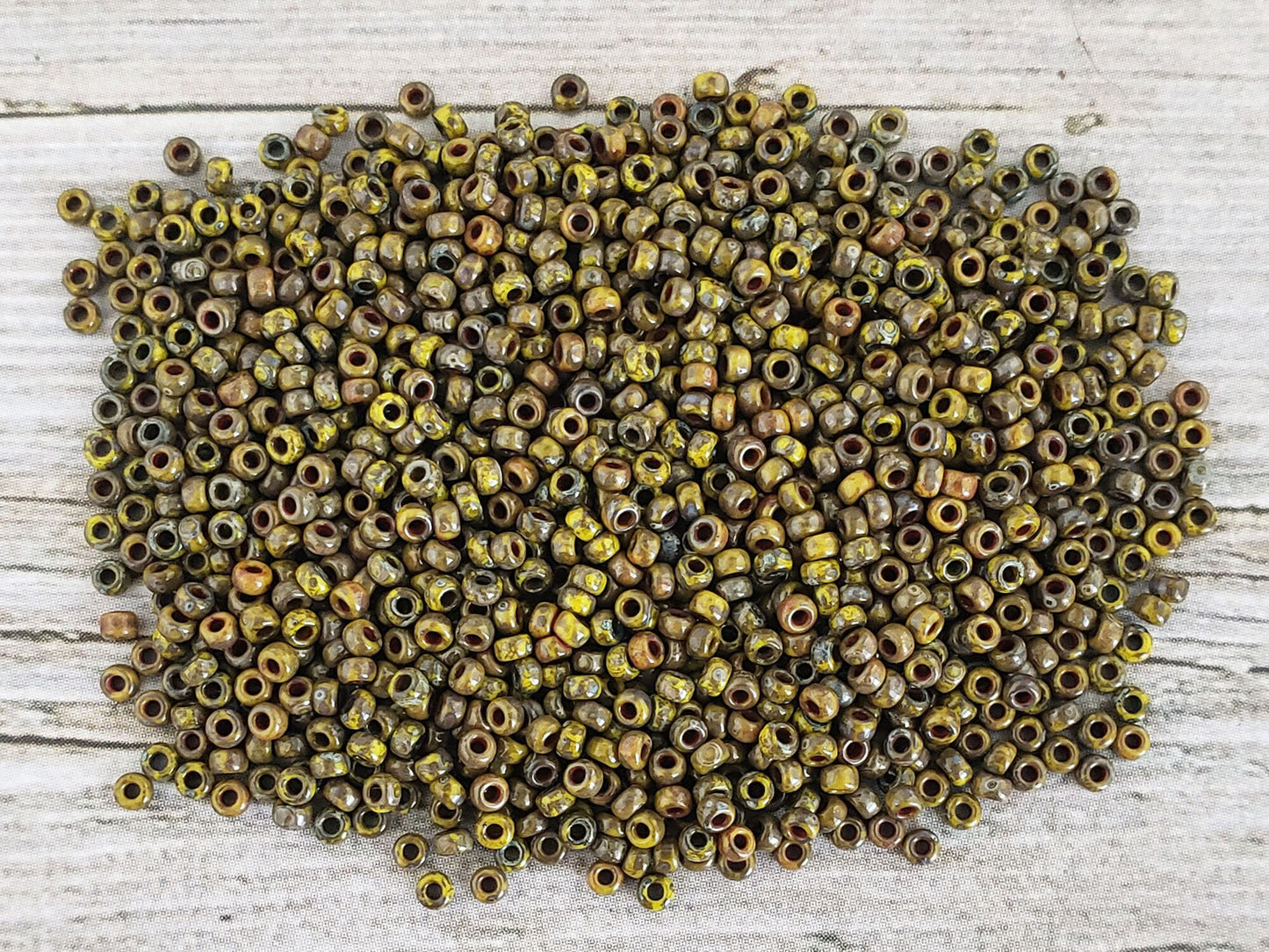 11/0 Seed Beads - Miyuki 11-4519 - Opaque Yellow - Picasso Beads - Size 11 Beads - 5" Tube - 22 grams (A243)