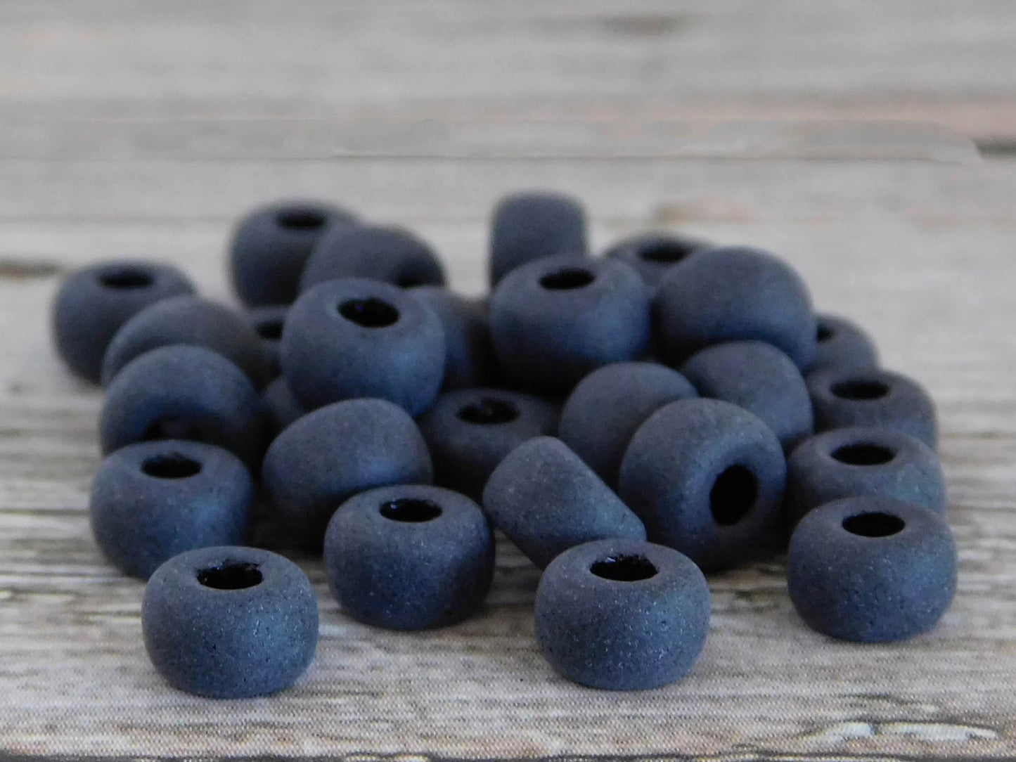 Czech Glass Beads - Seed Beads - Matubo Beads - Large Hole Beads - Matte Black - Size 2 Beads - 6x4mm - 10 grams (A341)