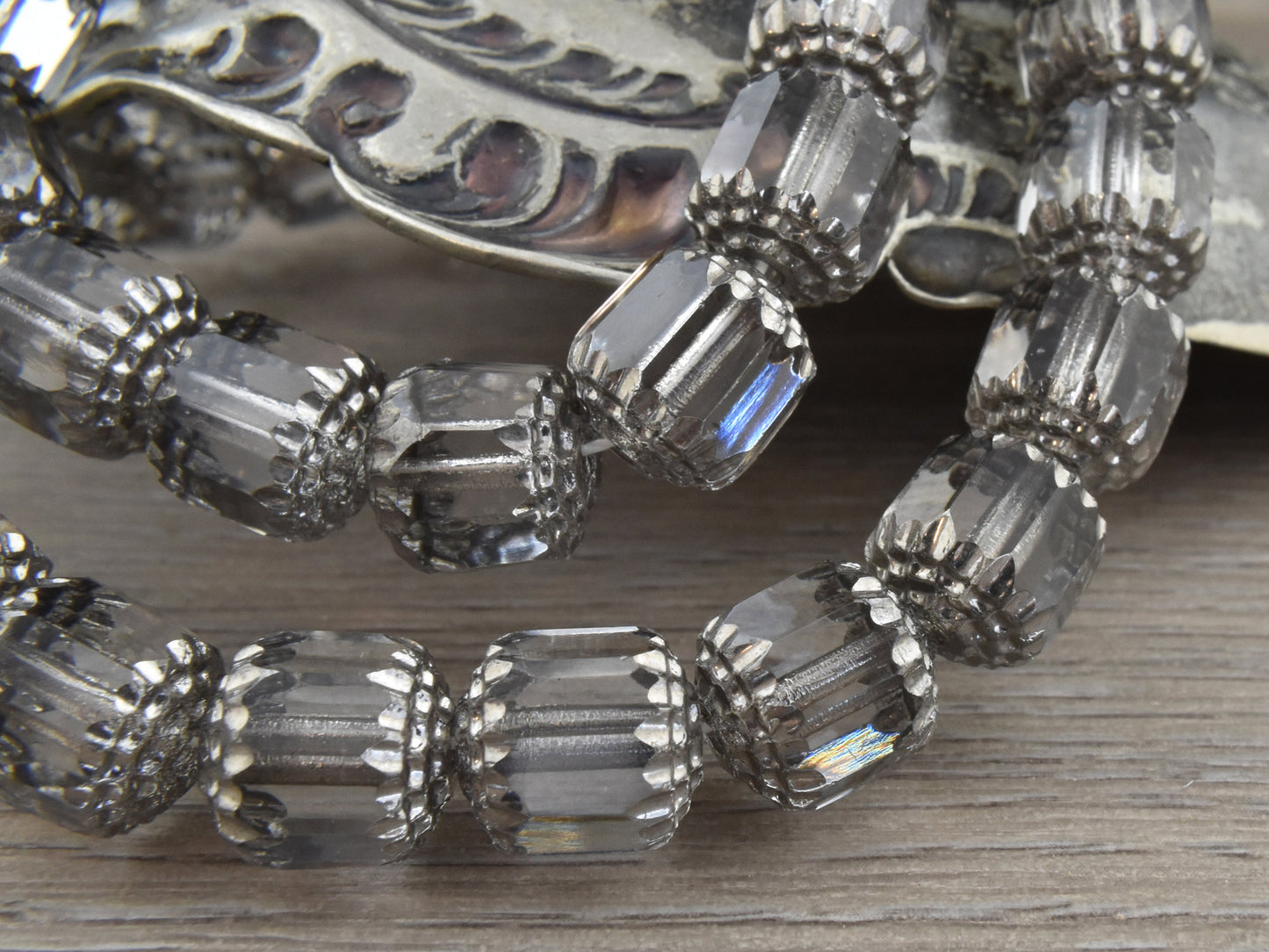 Czech Glass Beads - Cathedral Beads - Fire Polish Beads - Barrel Beads - Smokey Crystal - Choose from 6mm or 10mm