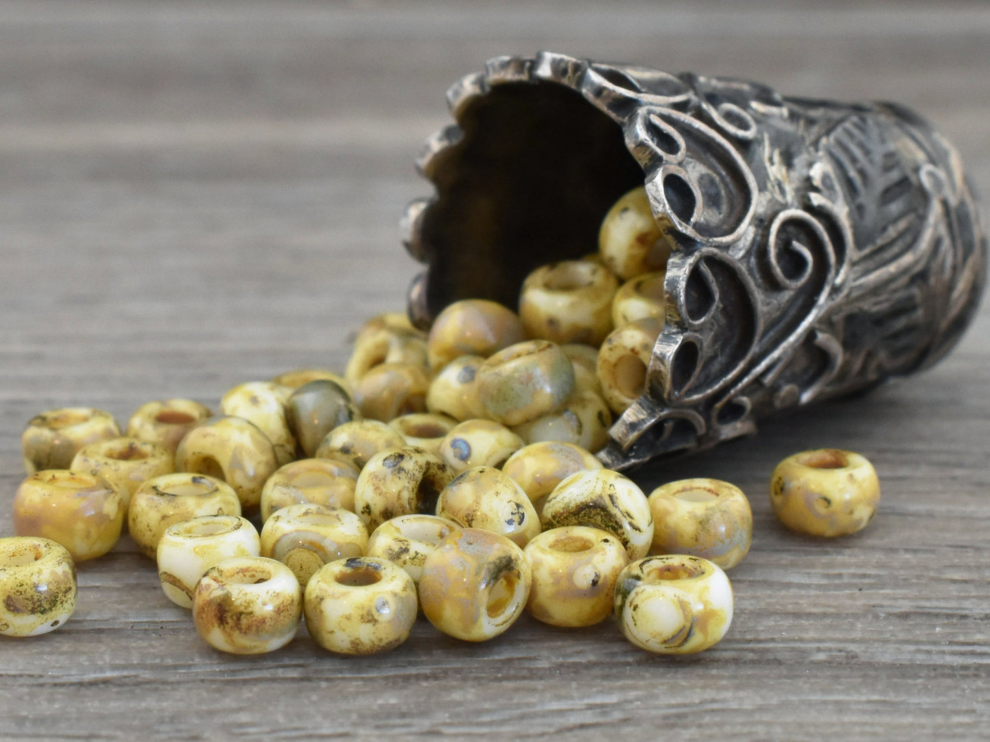 8/0 - 6/0 Seed Beads - Miyuki 4512 - Yellow Seed Beads - Picasso Beads - Size 6 Seed Beads - Size 8 Seed Beads - 15 grams